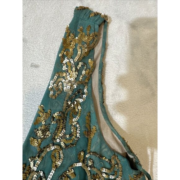 Ranna Gill Anthropologie Dress 8 Boho Paisley Sequin Embroidered Maxi Sleeveless - Picture 15 of 16